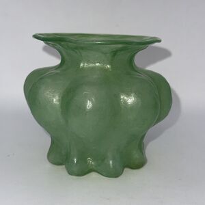 Vintage Consolidated Glass Green Pearlescent Violet Vase 3 3/4” High